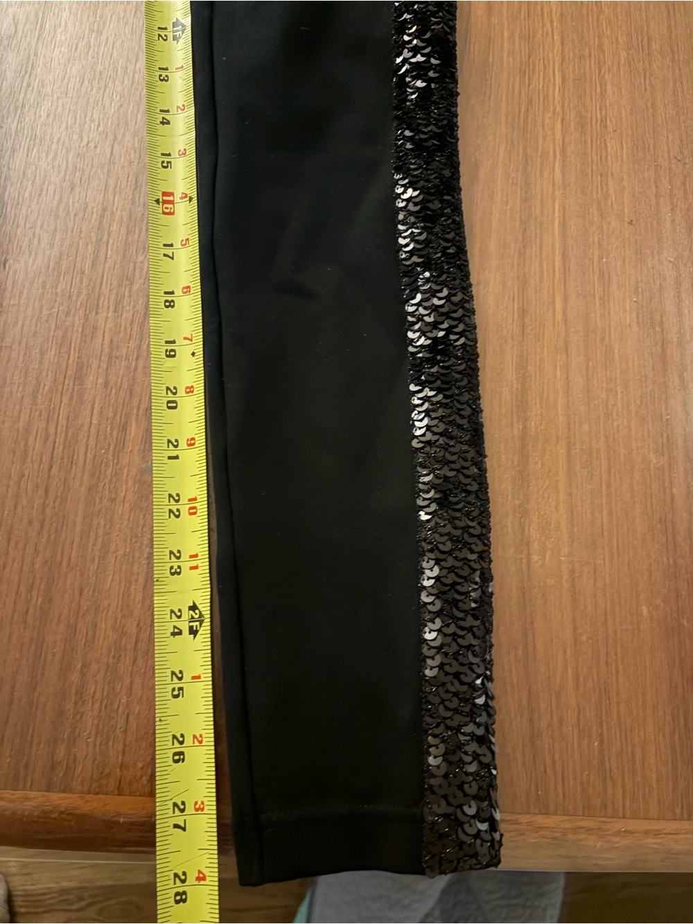 INC Leggings Black Size 0 Rayon/Nylon. Glitter Side Stripe. Sequins - Picture 2 of 5